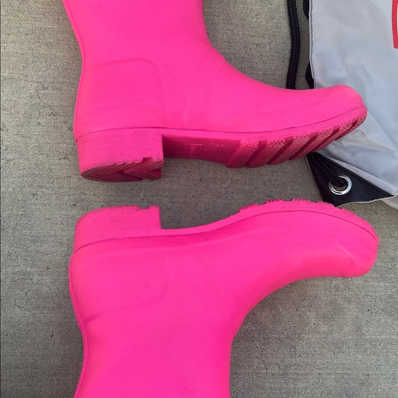 Hunter rain boots Ion matte bright Pink original short 7 silver buckle - Picture 7 of 12